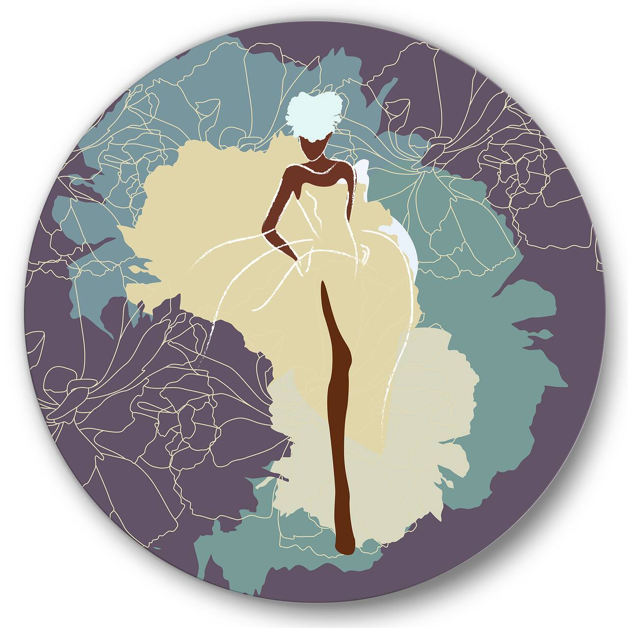 Designart - African American Woman In Gorgeous Wedding Dress - Modern Metal Circle Wall Art